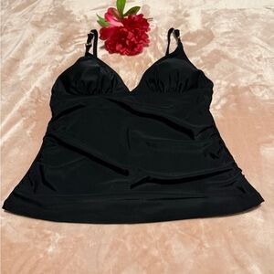 Nicole Miller Studio Black Tankini Swim Top w/ Gold Beads Size Large (NWT)